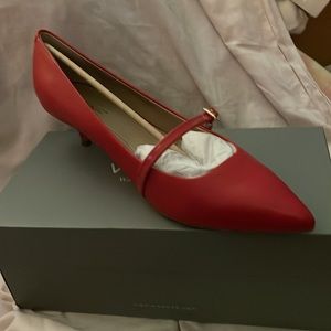 12W VIONIC RED CHERRY LEATHER MINNIE KITTEN HEEL NIB 192329260200